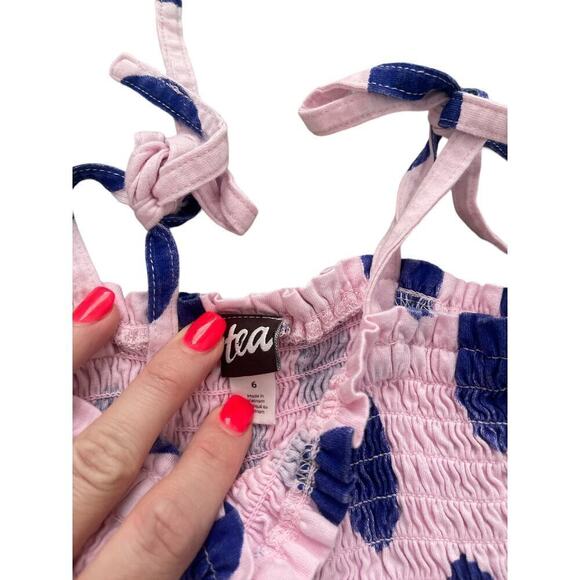 Tea Collection Pink Polka Dot Smocked Romper 6 - Picture 8 of 8